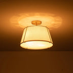 Contemporary Linen Drum Ceiling Light 4-Light Round Semi Flush Mount Light