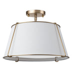 Contemporary Linen Drum Ceiling Light 4-Light Round Semi Flush Mount Light