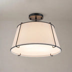 Contemporary Linen Drum Ceiling Light 4-Light Round Semi Flush Mount Light