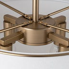 Contemporary Linen Drum Ceiling Light 4-Light Round Semi Flush Mount Light