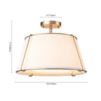 Contemporary Linen Drum Ceiling Light 4-Light Round Semi Flush Mount Light