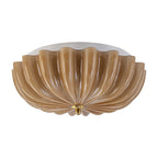 Art Deco Pleated Flower Glass Semi-Flush Mount Ceiling Light Bloom Round Scalloped Ceiling Light