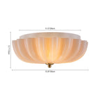 Art Deco Pleated Flower Glass Semi-Flush Mount Ceiling Light Bloom Round Scalloped Ceiling Light