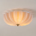 Art Deco Pleated Flower Glass Semi-Flush Mount Ceiling Light Bloom Round Scalloped Ceiling Light
