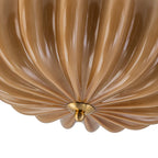 Art Deco Pleated Flower Glass Semi-Flush Mount Ceiling Light Bloom Round Scalloped Ceiling Light