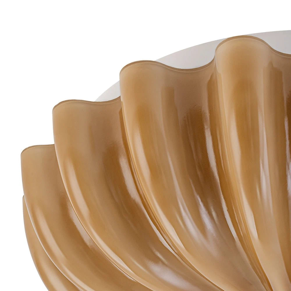 Art Deco Pleated Flower Glass Semi-Flush Mount Ceiling Light Bloom Round Scalloped Ceiling Light