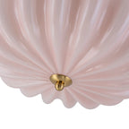 Art Deco Pleated Flower Glass Semi-Flush Mount Ceiling Light Bloom Round Scalloped Ceiling Light