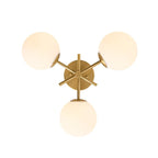 Mid-Century Modern 3-Light Bubble Ceiling Light small Sputnik Semi Flush Mount Light with White Glass Globes