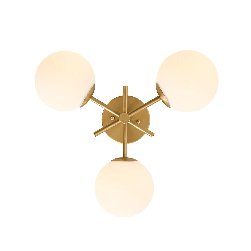 Mid-Century Modern 3-Light Bubble Ceiling Light small Sputnik Semi Flush Mount Light with White Glass Globes