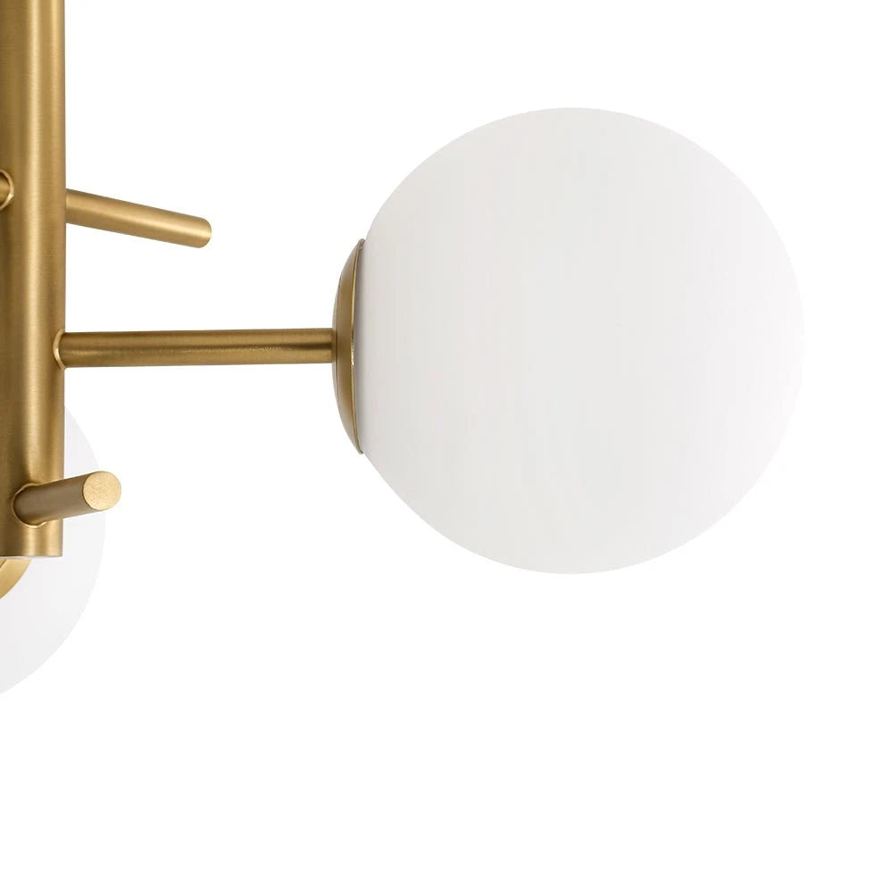 Mid-Century Modern 3-Light Bubble Ceiling Light small Sputnik Semi Flush Mount Light with White Glass Globes