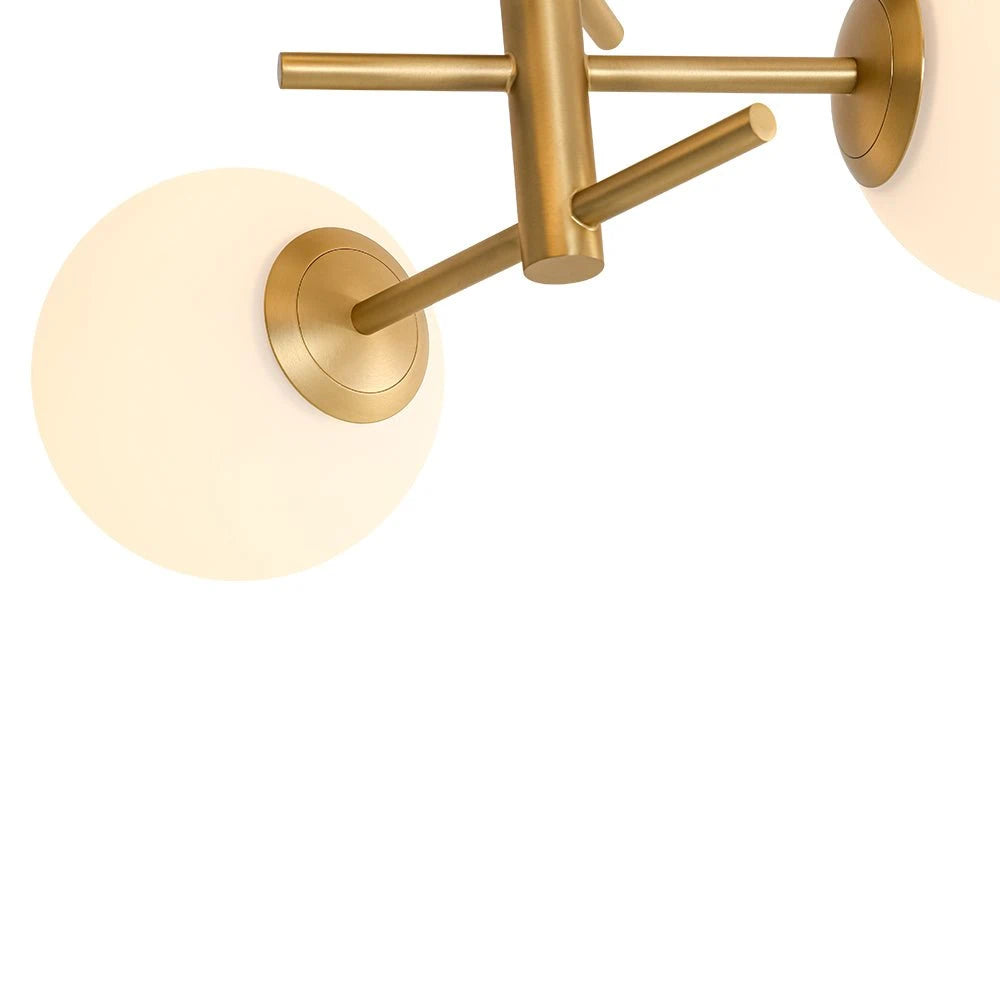 Mid-Century Modern 3-Light Bubble Ceiling Light small Sputnik Semi Flush Mount Light with White Glass Globes