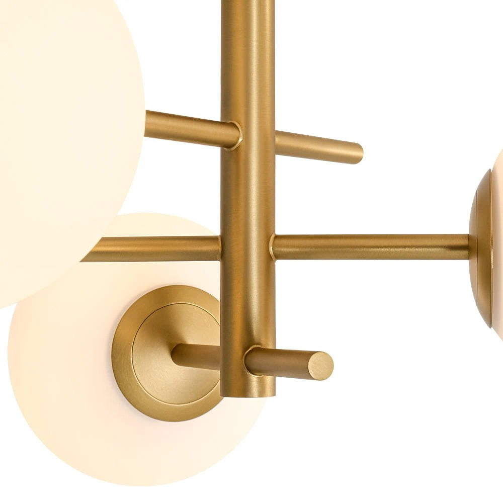 Mid-Century Modern 3-Light Bubble Ceiling Light small Sputnik Semi Flush Mount Light with White Glass Globes