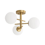 Mid-Century Modern 3-Light Bubble Ceiling Light small Sputnik Semi Flush Mount Light with White Glass Globes