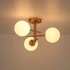 Mid-Century Modern 3-Light Bubble Ceiling Light small Sputnik Semi Flush Mount Light with White Glass Globes