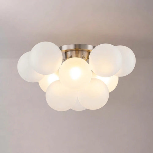 3-Light Frosted Glass Globe Bubble Ceiling Light Modern Cluster Flush Mount Ceiling Light Fixtures
