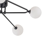 Black 6-Light Frosted Glass Globe Ceiling Light – Mid-Century Modern Linear Sputnik Semi Flush Mount