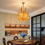 Amber Glass Chandelier Luxury Italian Hand-Blown Art Glass Pendant Light for Dining & Hotel Lobbies