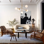 Funky 5-Light Glass Globe Chandelier Mid-Century Modern Sputnik Bubble Ceiling Light Fixture
