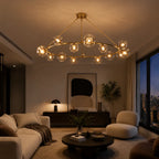 Modern Bubble Glass Round Chandelier Contemporary Globe Pendant Light Fixture For Dining Living Bedrooms