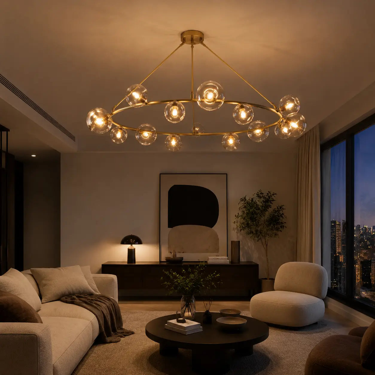 Modern Bubble Glass Round Chandelier Contemporary Globe Pendant Light Fixture For Dining Living Bedrooms