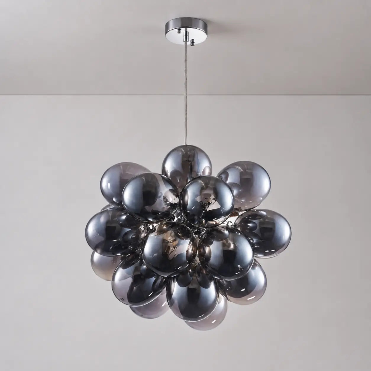 Obsidian Gloom Smoked Glass Bubble Chandelier Talia Grey Black Modern Cluster Glass Ball  Pendant Light