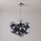 Obsidian Gloom Smoked Glass Bubble Chandelier Talia Grey Black Modern Cluster Glass Ball  Pendant Light