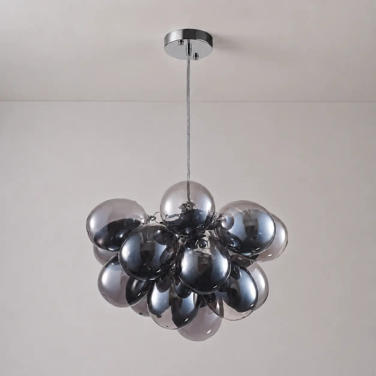 Obsidian Gloom Smoked Glass Bubble Chandelier Talia Grey Black Modern Cluster Glass Ball  Pendant Light