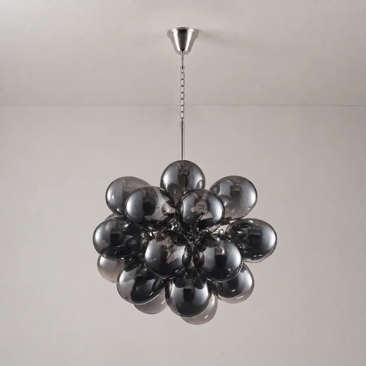 Obsidian Gloom Smoked Glass Bubble Chandelier Talia Grey Black Modern Cluster Glass Ball  Pendant Light