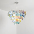 Regenbogenfarbener Glas-Kronleuchter im Murano-Stil Lelaina Künstlerische mehrfarbige mehrstufige Scheiben-Pendelleuchte