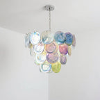 Regenbogenfarbener Glas-Kronleuchter im Murano-Stil Lelaina Künstlerische mehrfarbige mehrstufige Scheiben-Pendelleuchte