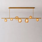 Modern Bubble Smoke Glass Linear Chandelier Metal Frame Globe Pendant Light Fixture for Dining kitchen Islands