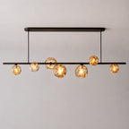 Modern Bubble Smoke Glass Linear Chandelier Metal Frame Globe Pendant Light Fixture for Dining kitchen Islands