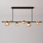 Modern Bubble Smoke Glass Linear Chandelier Metal Frame Globe Pendant Light Fixture for Dining kitchen Islands