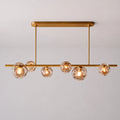 Modern Bubble Smoke Glass Linear Chandelier Metal Frame Globe Pendant Light Fixture for Dining kitchen Islands