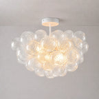 Talia Style Ribbed Glass Cloud Bubble Ceiling Fixture Modern Semi Flush Mount Ceiling Light For Living Dining