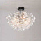 Talia Style Ribbed Glass Cloud Bubble Ceiling Fixture Modern Semi Flush Mount Ceiling Light For Living Dining