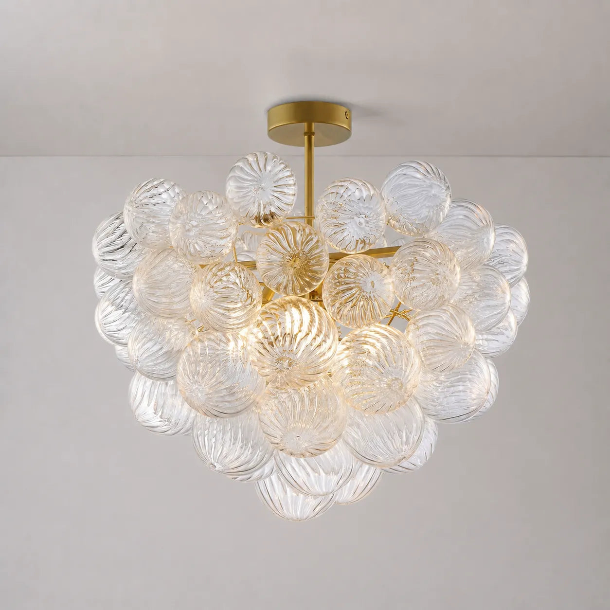 Talia Style Ribbed Glass Cloud Bubble Ceiling Fixture Modern Semi Flush Mount Ceiling Light For Living Dining