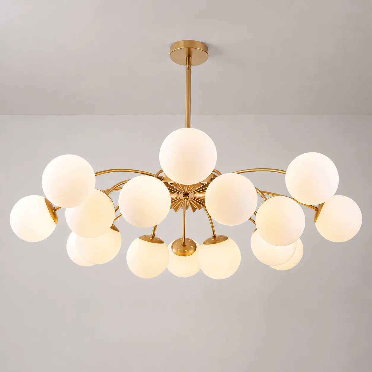 Gold Sputnik Glass Globe Chandelier Modern Bubble Pendant Light Fixture Contemporary Hanging Lamp For Dining Living