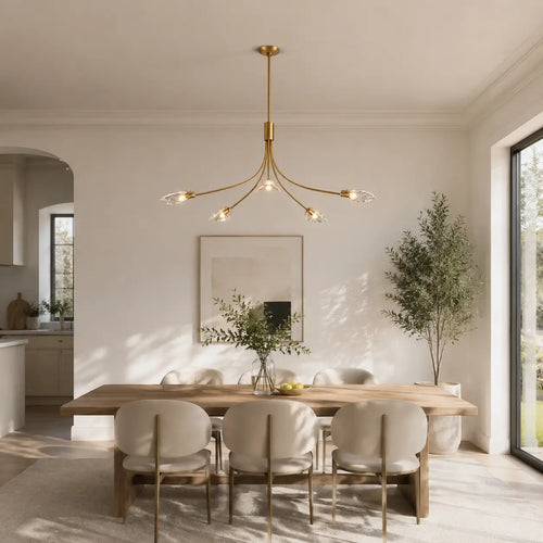 Clear Glass Art Chandelier Modern Branch Style Pendant Light with Multiple Curved Arms