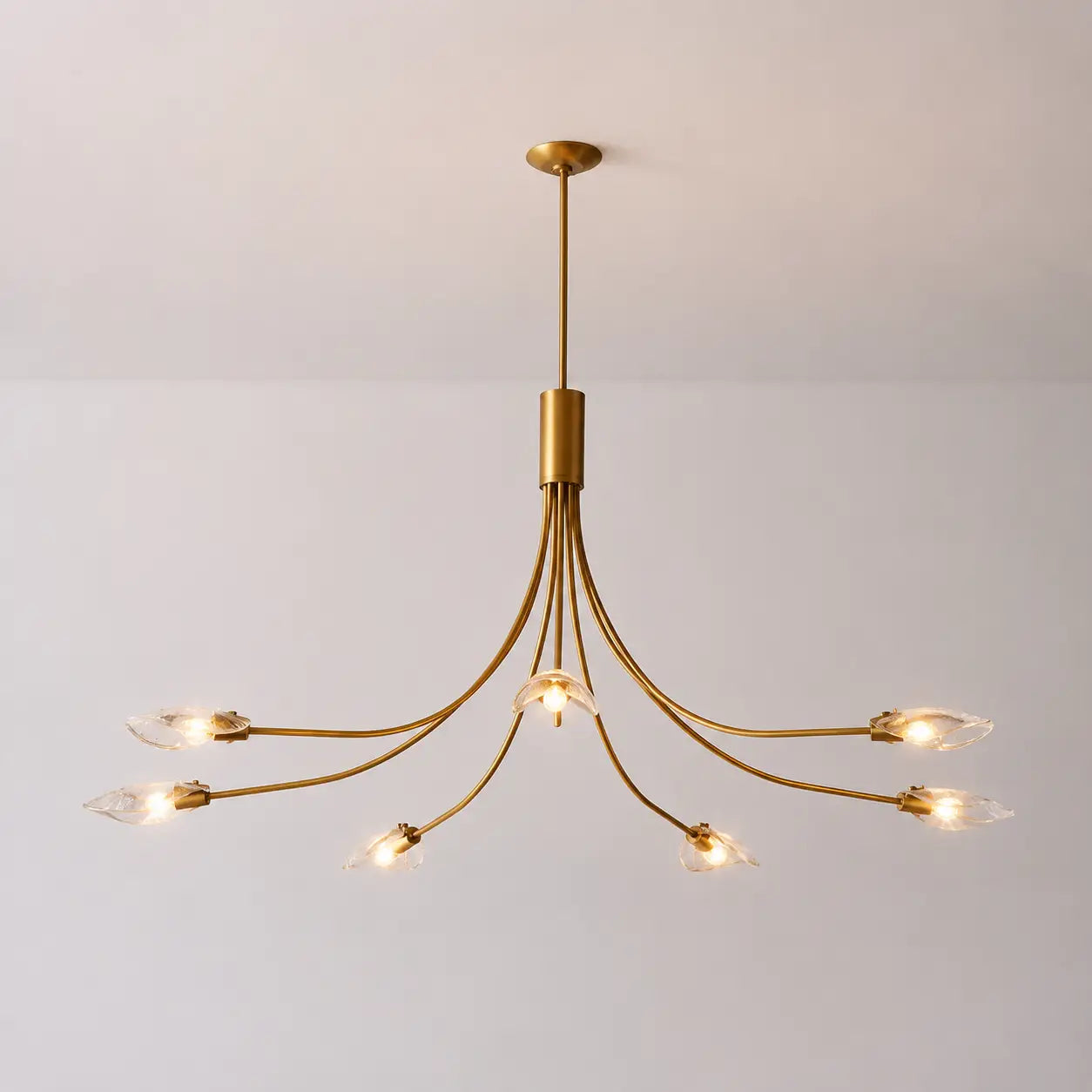 Clear Glass Art Chandelier Modern Branch Style Pendant Light with Multiple Curved Arms