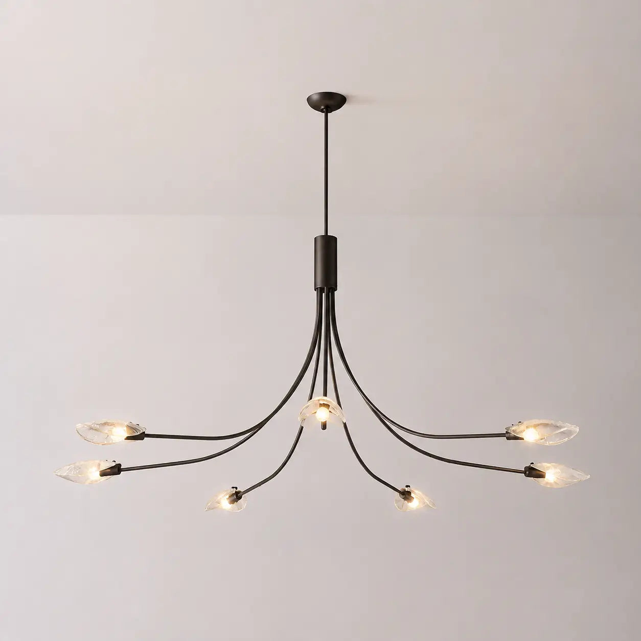 Clear Glass Art Chandelier Modern Branch Style Pendant Light with Multiple Curved Arms