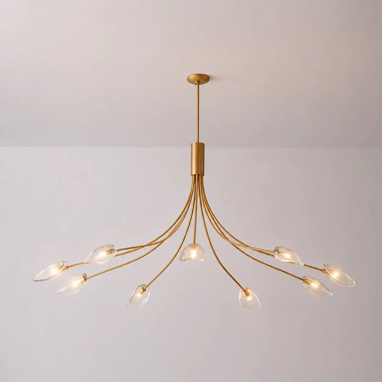 Clear Glass Art Chandelier Modern Branch Style Pendant Light with Multiple Curved Arms
