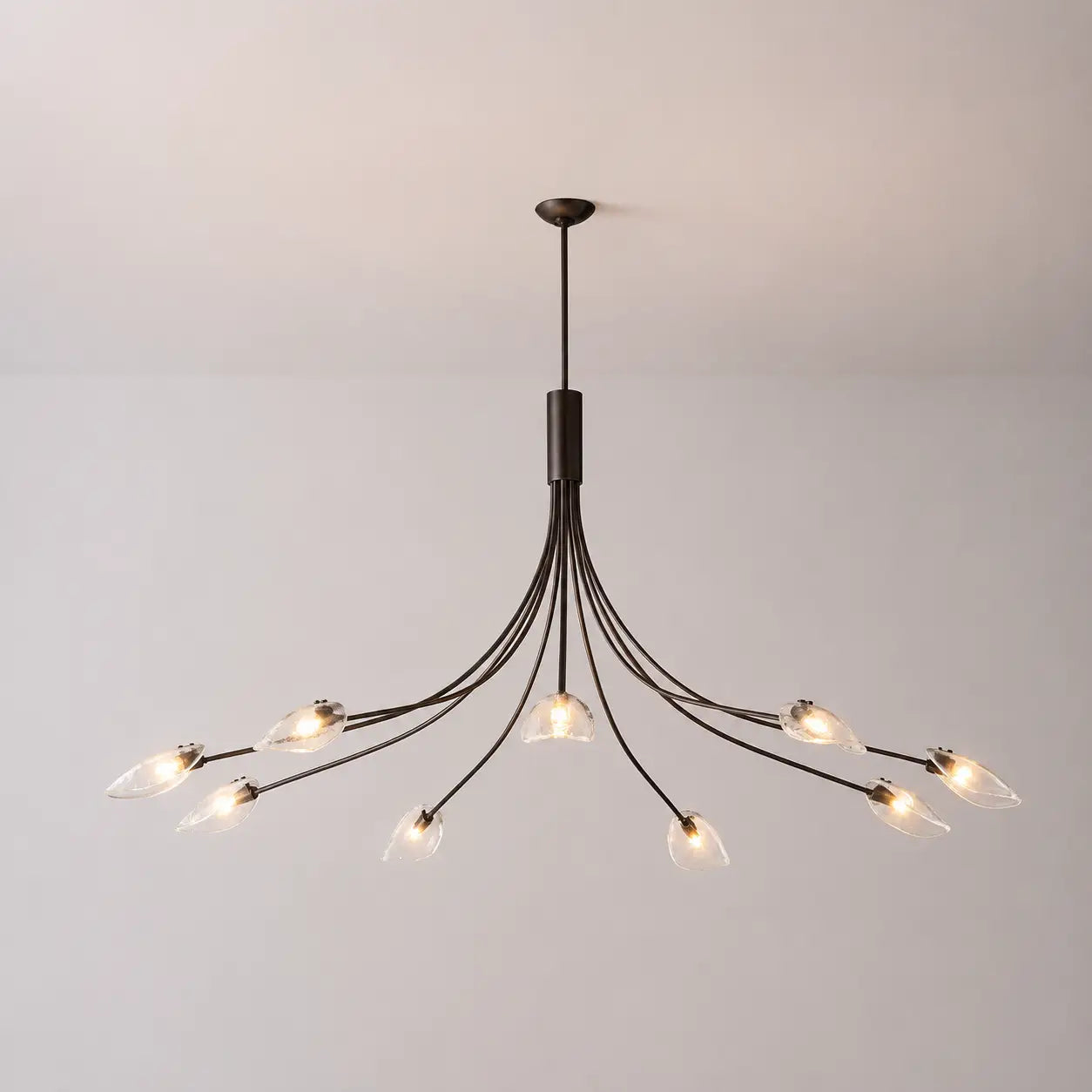 Clear Glass Art Chandelier Modern Branch Style Pendant Light with Multiple Curved Arms