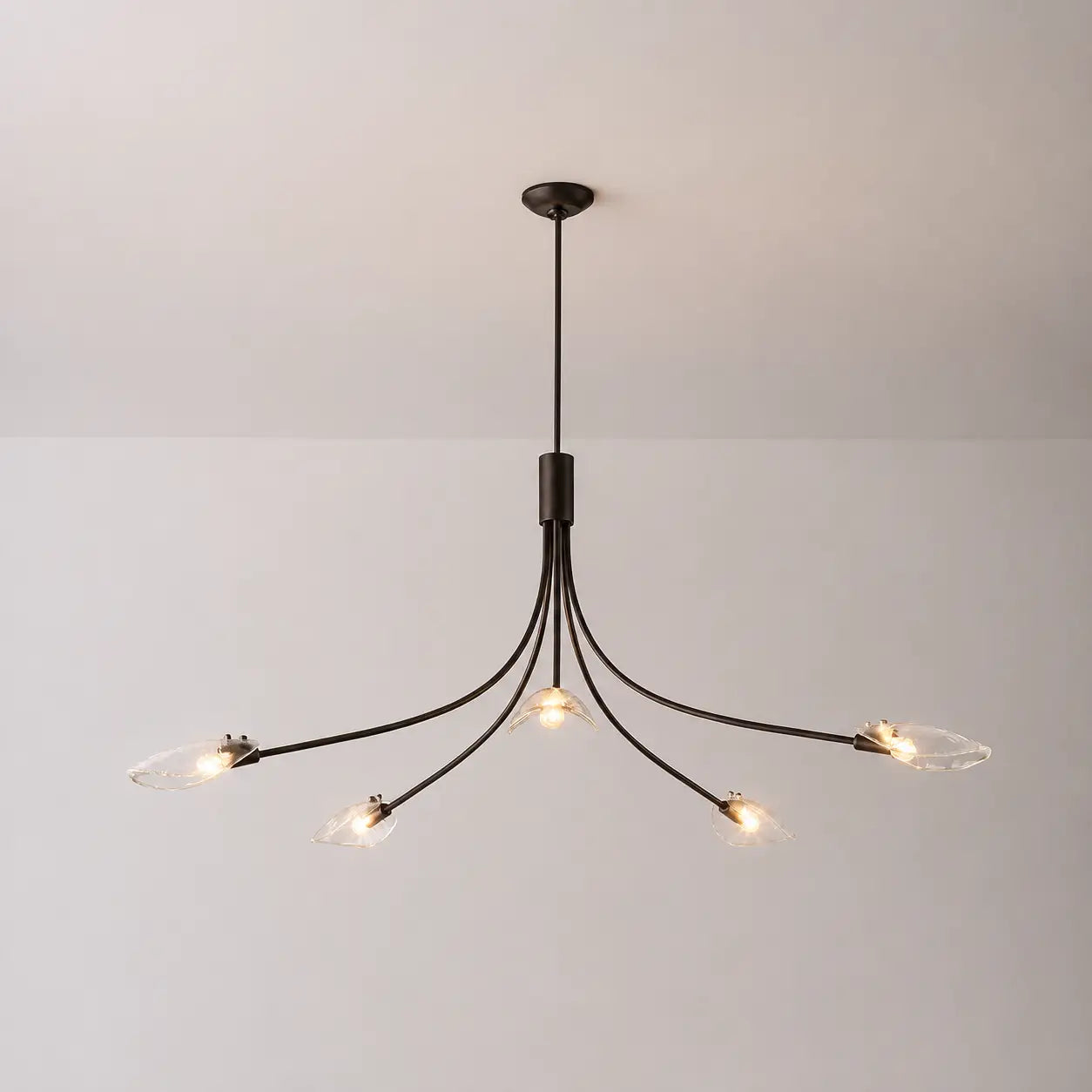 Clear Glass Art Chandelier Modern Branch Style Pendant Light with Multiple Curved Arms