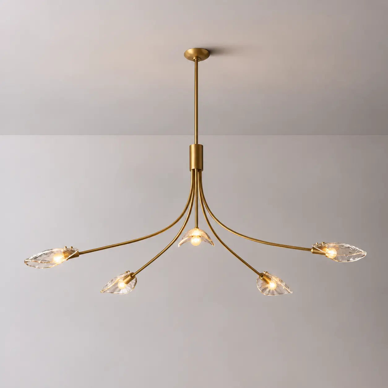 Clear Glass Art Chandelier Modern Branch Style Pendant Light with Multiple Curved Arms