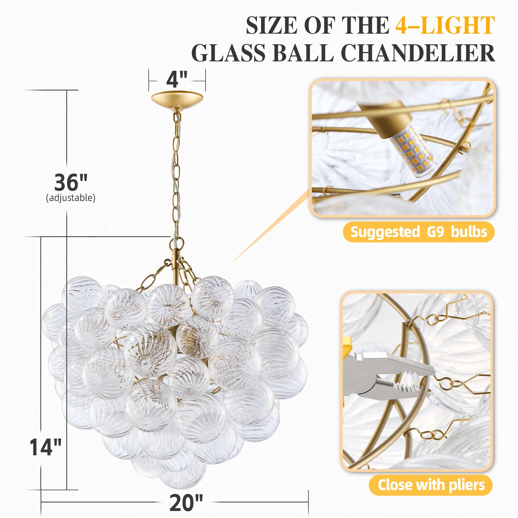 Modern Luxury Bubble Chandelier Cluster Glass Ball Pendant Light Talia Round Hanging Lamp For Living Dining