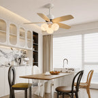 Modern Wood Blade LED Ceiling Fan Light with Remote Control Energy Fan Light Combo For Bedroom Living Dining