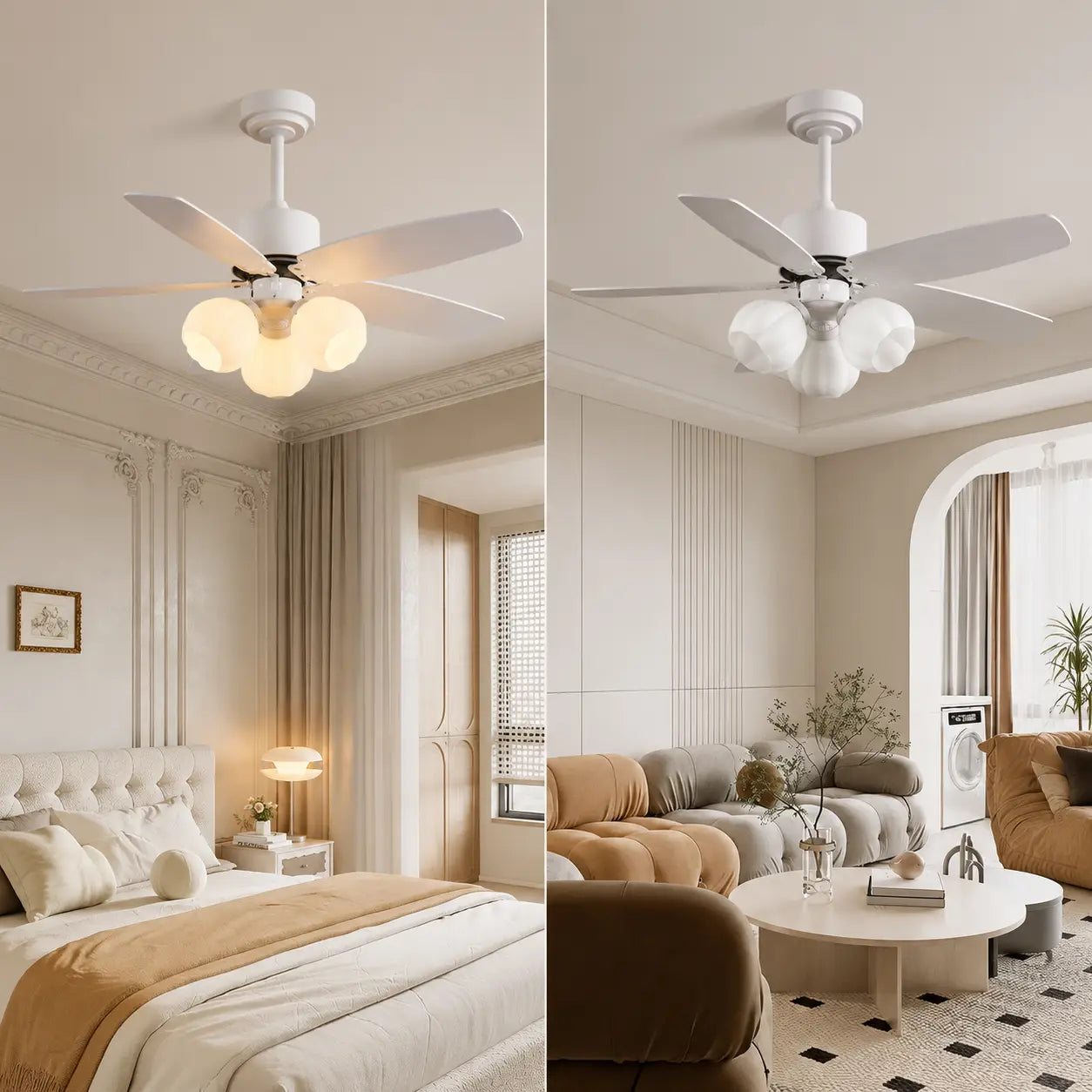 Modern Wood Blade LED Ceiling Fan Light with Remote Control Energy Fan Light Combo For Bedroom Living Dining