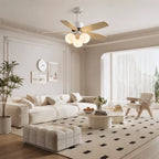 Modern Wood Blade LED Ceiling Fan Light with Remote Control Energy Fan Light Combo For Bedroom Living Dining