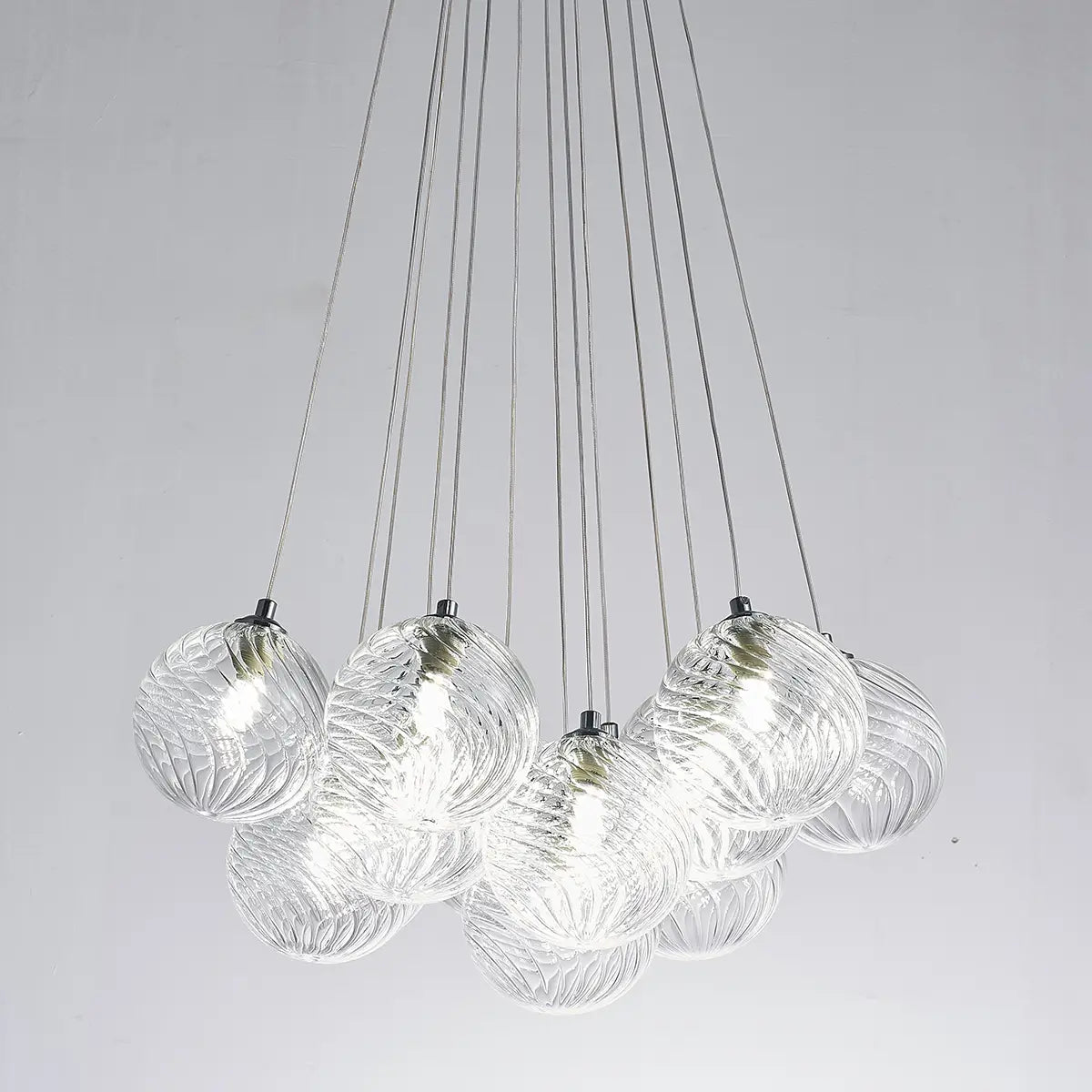 Bubbles Chandelier White Blown Glass Hanging Lamp Talia Modern Cluster Pendant Light